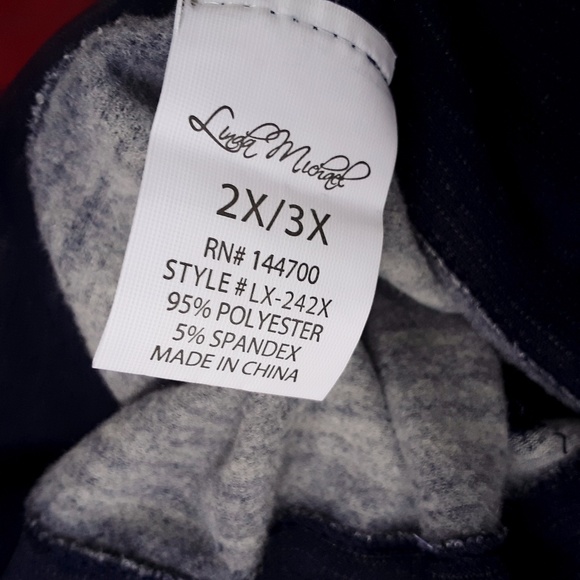 Blue Striped Fleece Lined Leggings - Picture 4 of 5